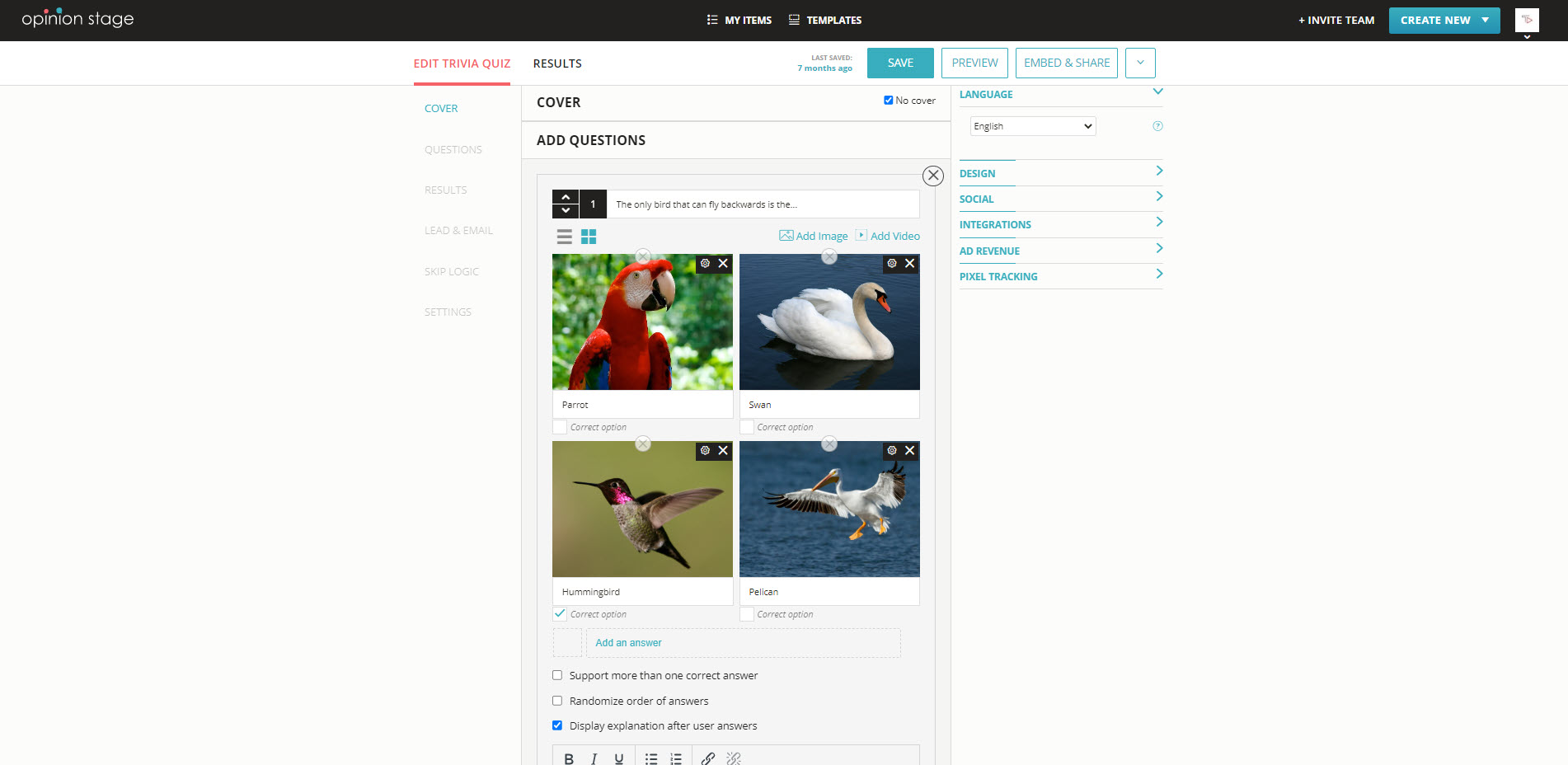 create a quiz
