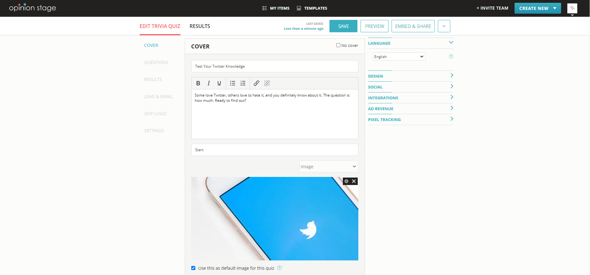 create twitter quiz