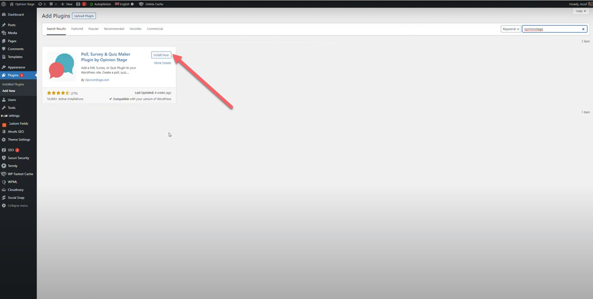 Opinion Stage plugin installation