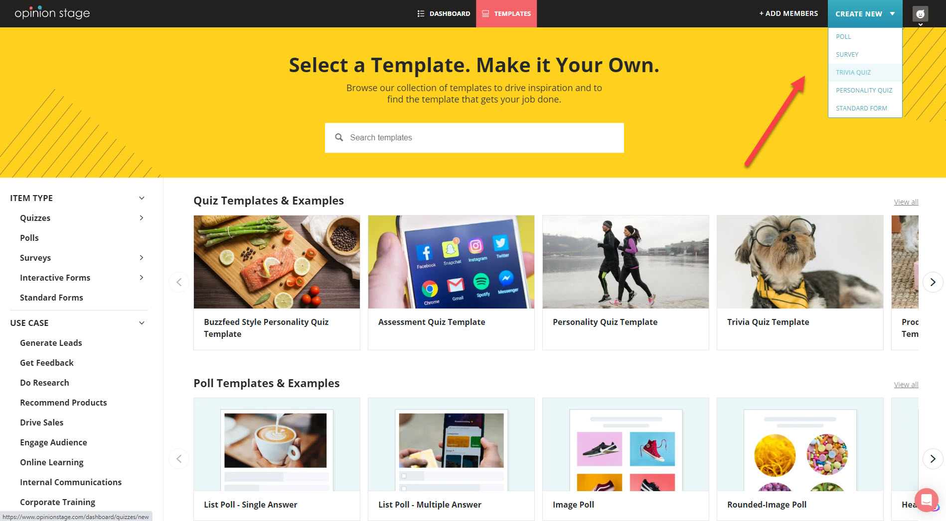choose quiz type